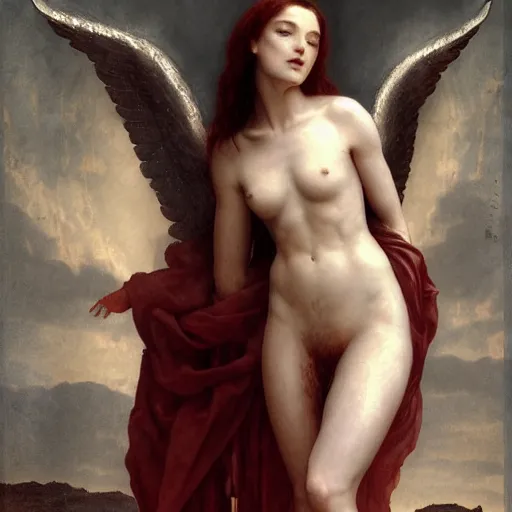 Prompt: stoya as an angel standing in the front of gates of hell. angel is draped with bones. digital painting. art station. mood lighting. skindness, highly detailed, concept art, intricate, sharp focus, einar jonsson and bouguereau - h 1 2 0 0