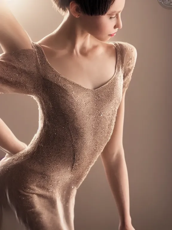 Prompt: hyperdetailed photo of a beautiful ballerina girl with brown eyes and dark bob hairstyle, winds of winter, in a tight dress, cinematic lighting, studio quality