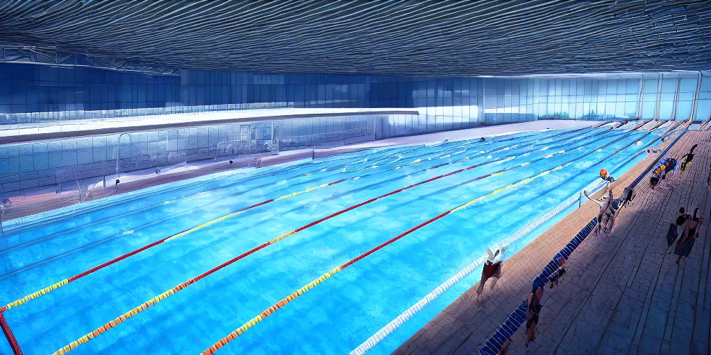Prompt: olympic swimming pool visual representation , unreal 5, hyperrealistic, realistic, photorealistic, dynamic lighting, highly detailed, cinematic landscape, studio landscape, studio lighting