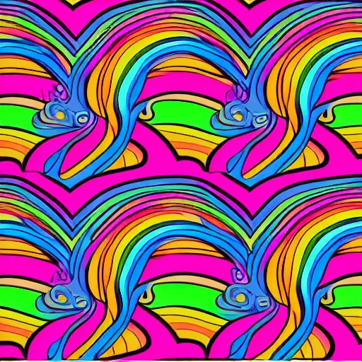 Image similar to lisa frank psychedelic rainbow wallpaper line art vector