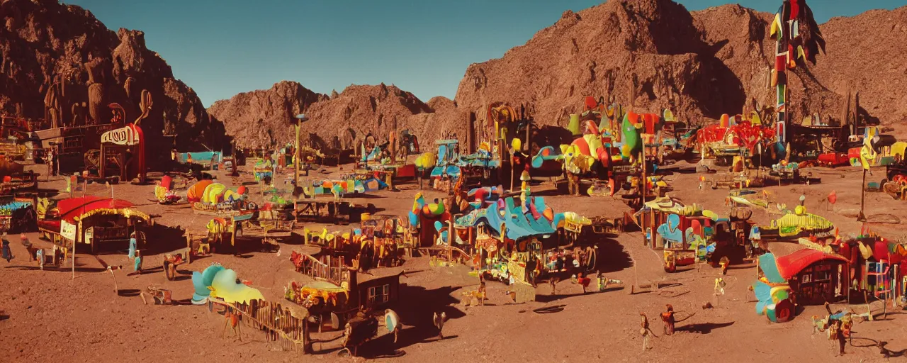 Prompt: realistic candyland wild west town, desert, national geographic, canon 5 0 mm, cinematic lighting, photography, retro, film, kodachrome