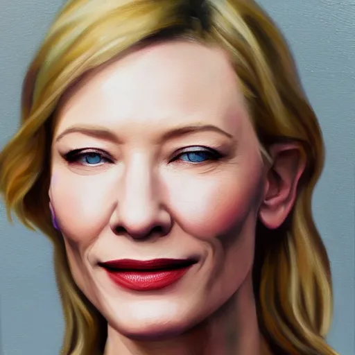 Image similar to realistic oil painting of cate blanchett