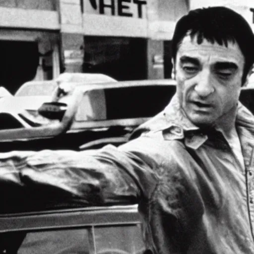 Image similar to Robert DeNiro as taxi driver violent scene