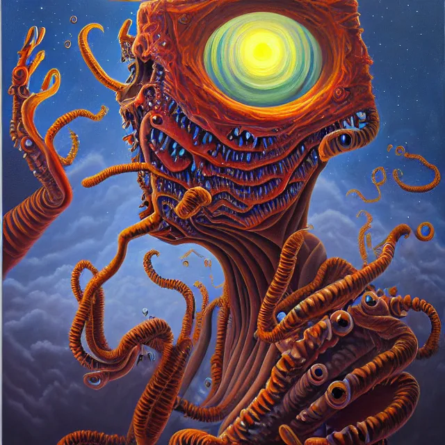 Image similar to an oil on canvas portrait painting, polycount, surrealism, surrealist, lovecraftian, cosmic horror, high detail