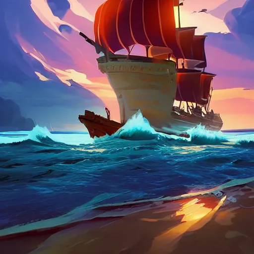 Image similar to painting treasure on sea of thieves game smooth median photoshop filter cutout vector, behance hd by jesper ejsing, by rhads, makoto shinkai and lois van baarle, ilya kuvshinov, rossdraws global illumination