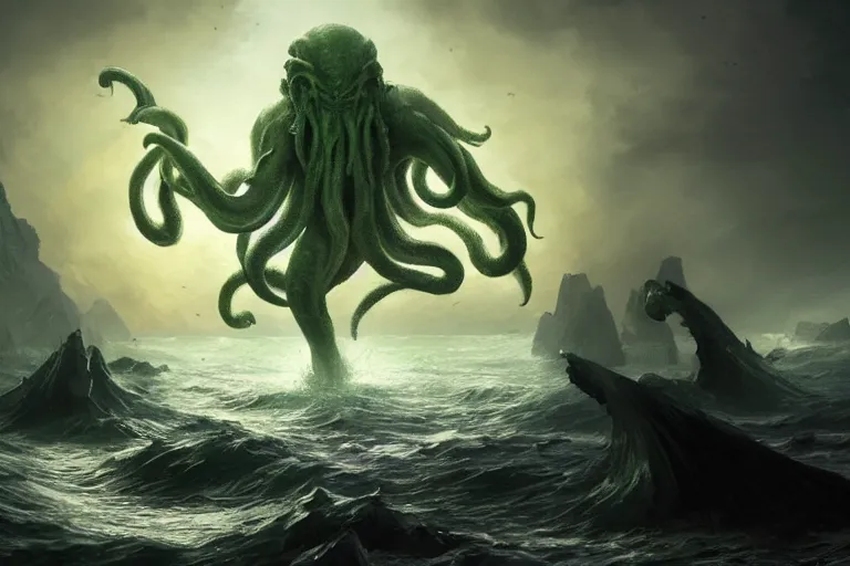 Image similar to cthulhu rising from the sea, digital art, magic the gathering, mtg, by greg rutkowski, trending on artstation