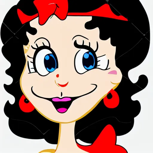 Prompt: betty boop, animated cartoon character created by max fleischer, grim natwick. highly detailed and intricate, soft box lighting, hdr 8 k