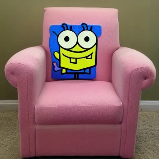 Prompt: spongebob in the shape of a comfy chair