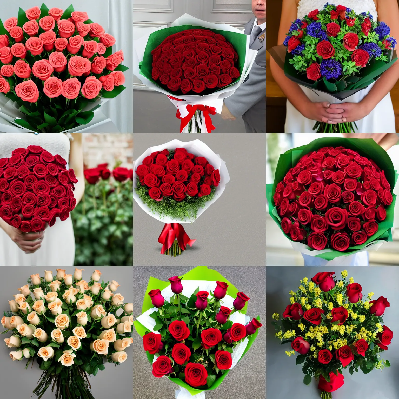 Prompt: bouquet of 1 0, 0 0 0 roses