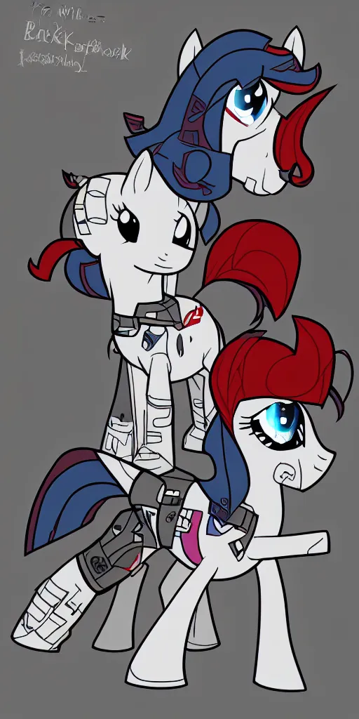 Image similar to Fallout Equestria Project Horizons | Blackjack Character Fanart | White MLP Unicorn Mare with red and black shaggy hair, and bright, robotic eyes. | Cutie Mark is: Ace and Queen of Spades | Trending on ArtStation, Digital Art, MLP Fanart, Fallout Fanart | Blackjack sitting and looking depressed at the viewer