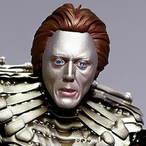 Image similar to action figure of christopher walken as the tin man from the wiz movie, 4 k, highly detailed, award winning, look at all that detail!