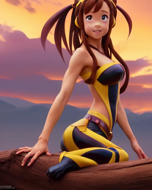 Image similar to weta disney pixar movie still pinup photo of asuna from sao : : as sunburnt tatoo cowgirl bumblebee woman by pixar : : by weta, greg rutkowski, wlop, ilya kuvshinov, rossdraws, artgerm, marvel, maxim cover, latex, octane render, sweaty, iridescent, bright morning, anime, liosh, mucha : :