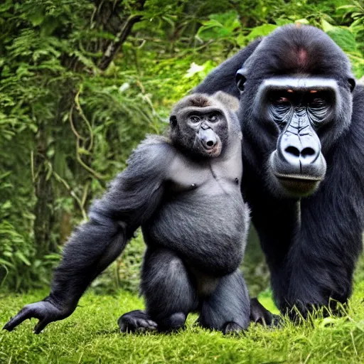 Image similar to photograph of a hybrid gorilla and mastodon, national geographic photography,