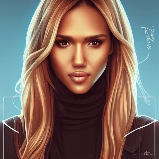 Image similar to ' a portrait of a jessica alba by artgerm'