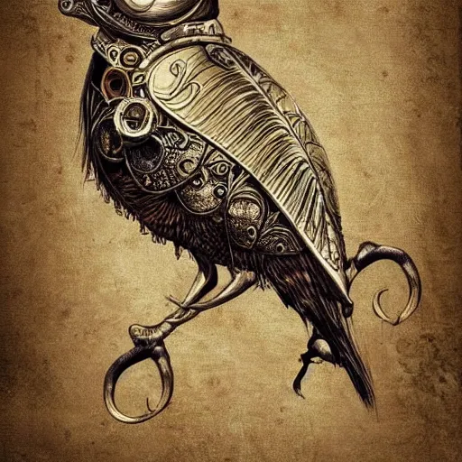 Prompt: An epic steampunk bird, intricate detail, digital art