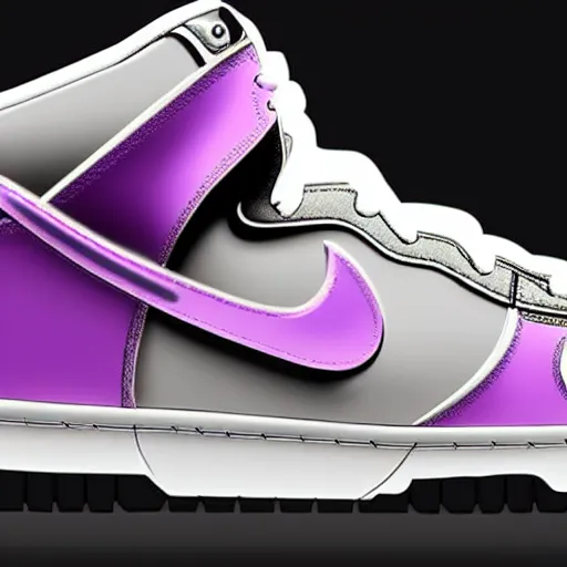 Image similar to nike dunks in the theme of frieza, accurate colors, concept art, sleek ferrari details