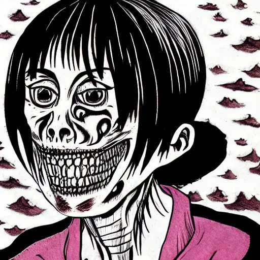 Prompt: death incarnated as a person, junji ito style