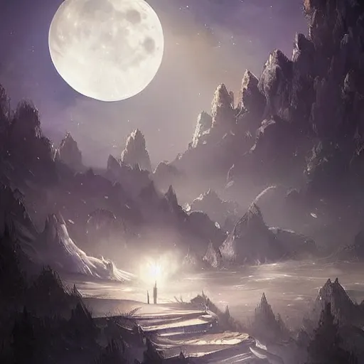 Prompt: moonlight ((((light pillar)))), magic light, moon night, hearthstone art style, epic fantasy style art, fantasy epic digital art, epic fantasy card game art