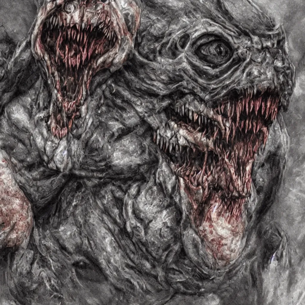 Image similar to horrifying creature, realistic, fangs