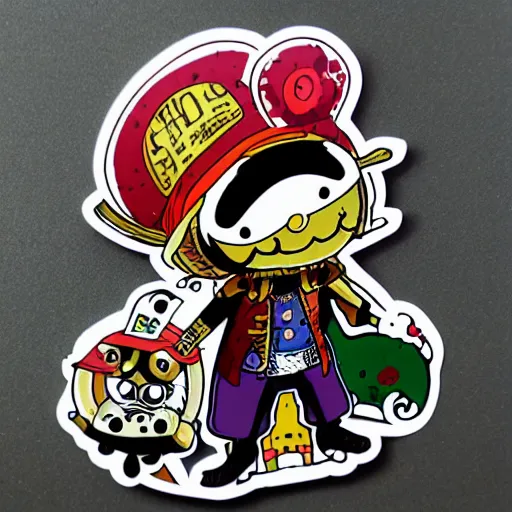 Image similar to die cut sticker, tony chopper of one piece, splatter paint