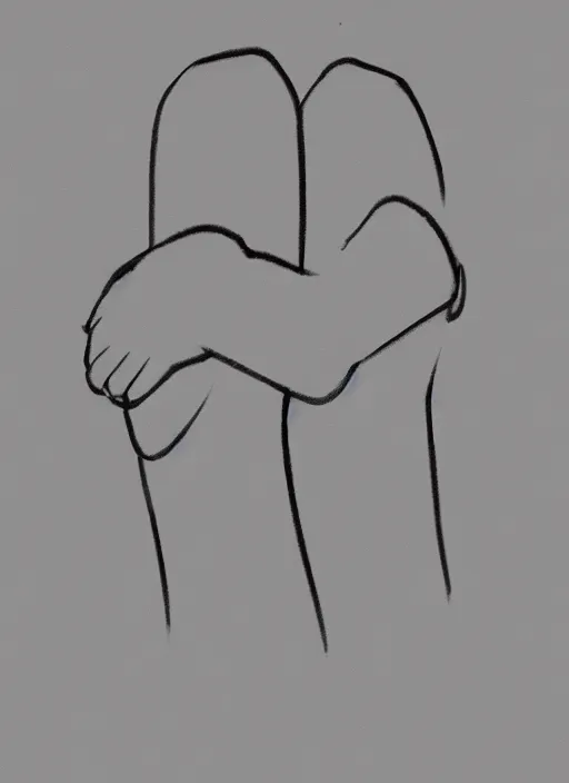 Image similar to art illustration of a minimalist modern drawing of a hug made