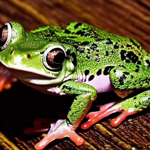 Image similar to photography portrait of a frog with electric skin