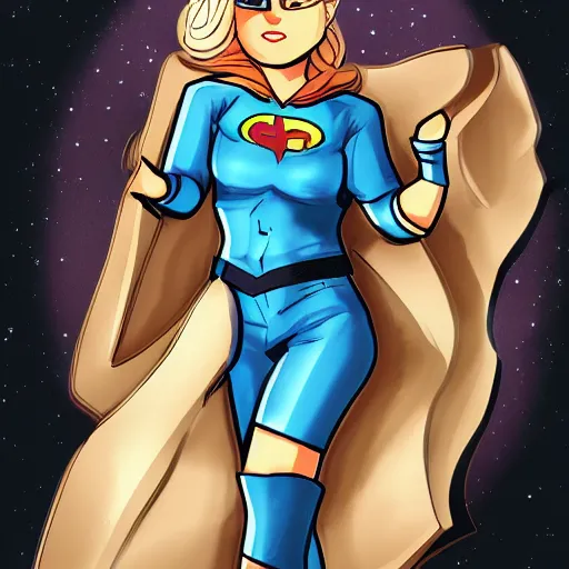 Image similar to blonde girl wearing an decent outfit hero, digital artwork in hero comic