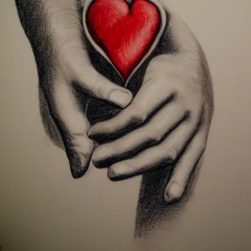 Image similar to drawing of hands ripping a heart into pieces, sadness, dark ambiance, concept by Godfrey Blow, featured on deviantart, sots art, lyco art, artwork, photoillustration, poster art