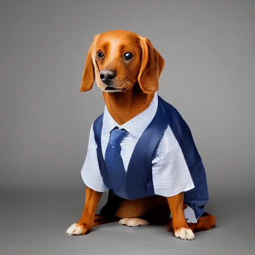 Image similar to dog wearing a suit, studio portrait