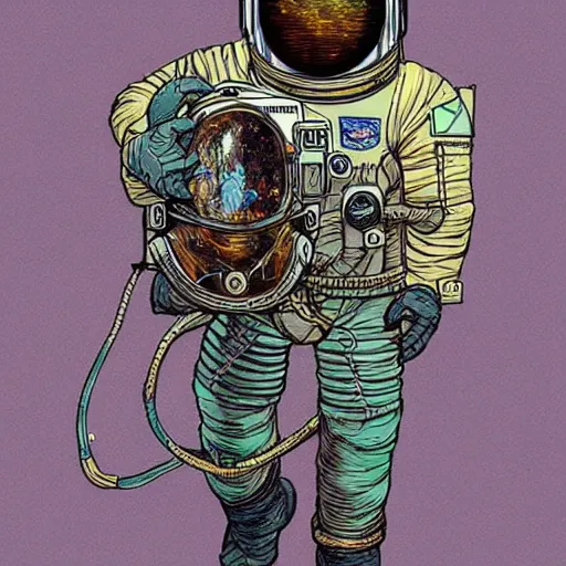 Prompt: astronaut miner, by Moebius and Mohrbacher, highly detailed,