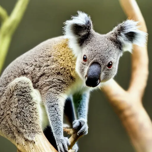 Prompt: ward winning nature photograph of a kangaroo koala crossbreed. extreme detail, hyperrealistic photo