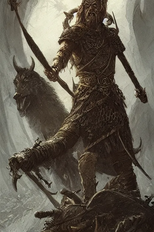 Image similar to tarot card of death, viking style, concept art by Greg Rutkowski and James Gurney, intricate illustration, detailed
