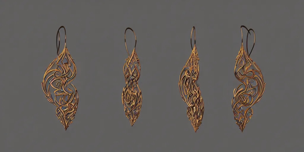 Prompt: earring design, jewelry design, wood, nordic, art deco, intricate, elegant, material, product design, trending on artstation, cgsociety, photo realistic, design by ziva cph and isabel lennse and kalevala, 8 k, unreal engine, c 4 d