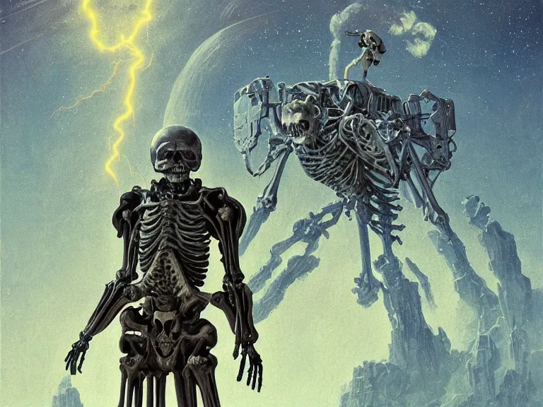 Prompt: a detailed profile illustration of a skeleton in a space armour, cinematic sci-fi poster. technology flight suit, bounty hunter portrait symmetrical and science fiction theme with lightning, aurora lighting clouds and stars by beksinski carl spitzweg and tuomas korpi. baroque elements. baroque element. intricate artwork by moebius. Trending on artstation. 8k