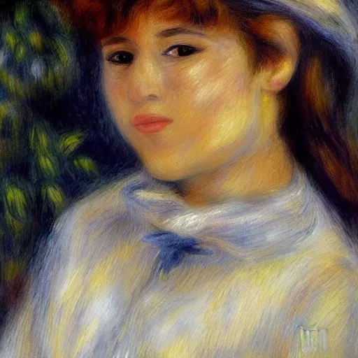 Image similar to Imane Anys, also known as Pokimane. Detailed perfect artbreeder face. Full body portait. By renoir.