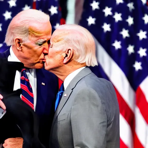 Prompt: joe biden kissing donald trump, photograph