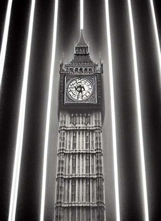 Image similar to big ben in brutalist style, cold, artistic photography