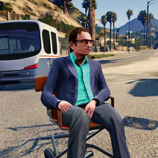 Image similar to GTA5 but the main character is stephen hawking