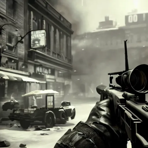 Image similar to new film noir call of duty game