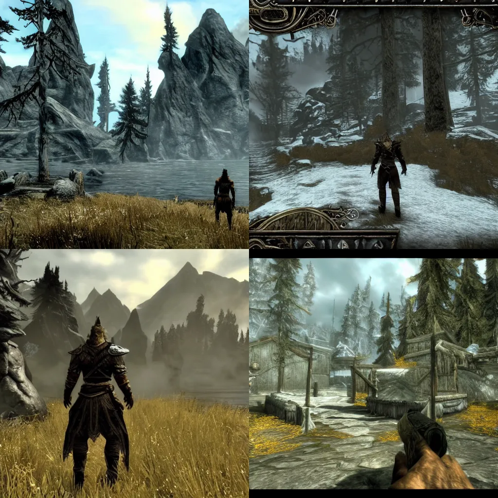 Prompt: screenshot of the skyrim intro cart