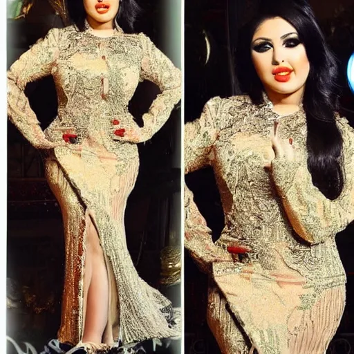 Image similar to portait of ibtissam tiskat moroccan singer in amazing dress, detailed face