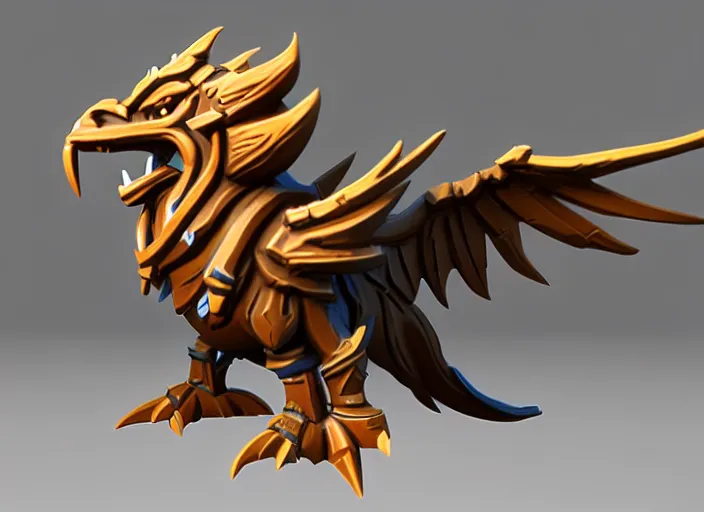 Image similar to griffin, stylized stl fantasy miniature, 3 d render, activision blizzard style, hearthstone style