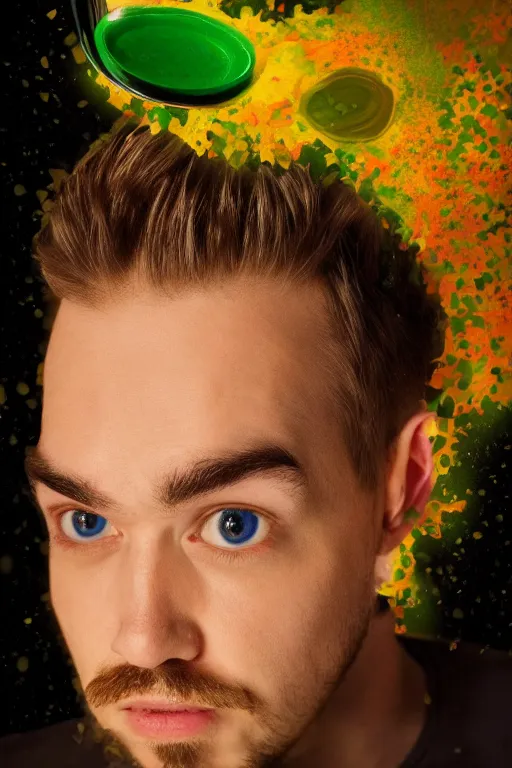 Image similar to 📷 jacksepticeye head out of soup, made of food, head portrait, dynamic lighting, 4 k