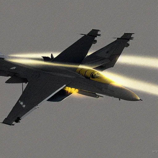 Image similar to F-18 breaking through the speed of sound, digital art