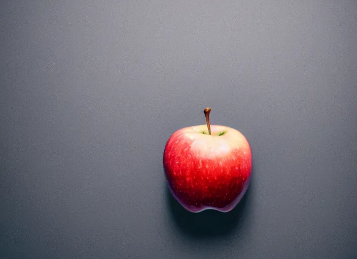 Prompt: photo still of an apple with a human mouth, 8 k, studio lighting bright ambient lighting key light, 8 5 mm f 1. 8