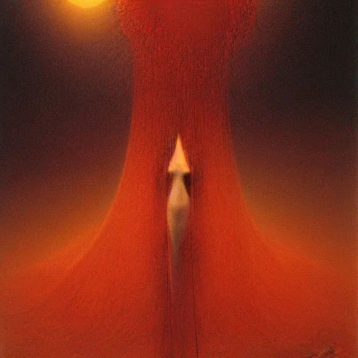 Prompt: The queen of the sun by Zdzislaw Beksinski, oil on canvas