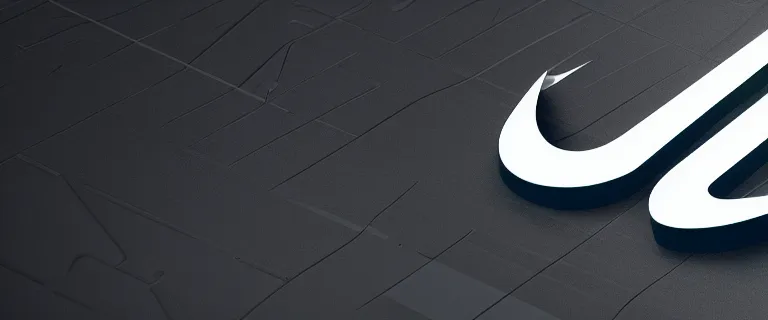 Image similar to spaceship in the form of the Nike logo swoosh, stars, hyper realism, octane render, 8k