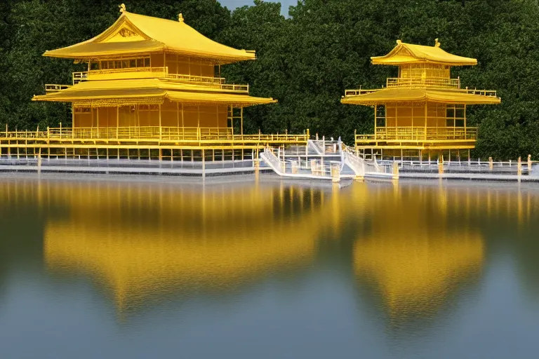 Image similar to a beautiful mathematical model in 3D atop the Golden Pavilion, photo, 4K