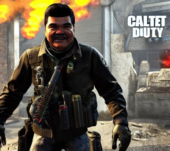 Prompt: george lopez in call of duty zombies, ps 4