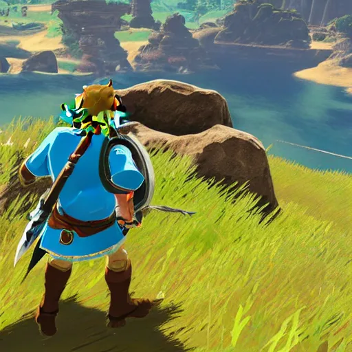 Prompt: a Screenshot from The Legend of Zelda: Breath of the wild